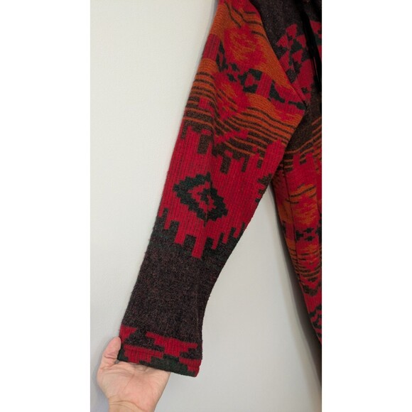 Vintage 90s Woolrich Womens Southwest Wool Trench Coat Large Aztec Long Duster - Picture 2 of 12